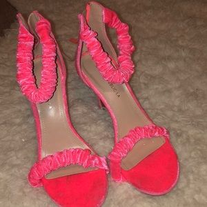 Dolls Kill Scrunchie heels in Sz 7 Neon Pink NEW